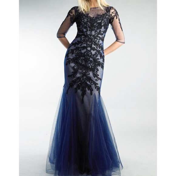 Half sleeve embroidered evening gown lace size 4 - Picture 1 of 12